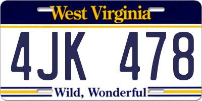 WV license plate 4JK478
