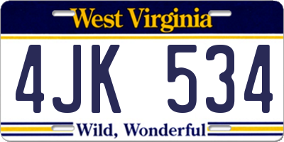 WV license plate 4JK534