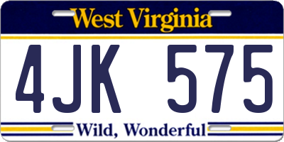 WV license plate 4JK575