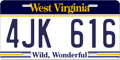 WV license plate 4JK616