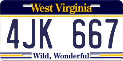 WV license plate 4JK667