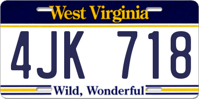 WV license plate 4JK718