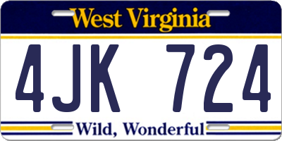 WV license plate 4JK724