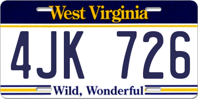 WV license plate 4JK726