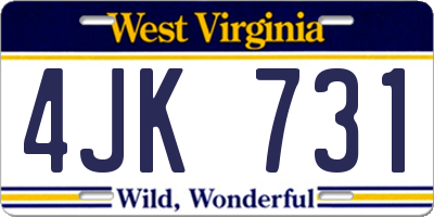 WV license plate 4JK731