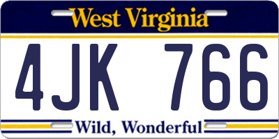 WV license plate 4JK766