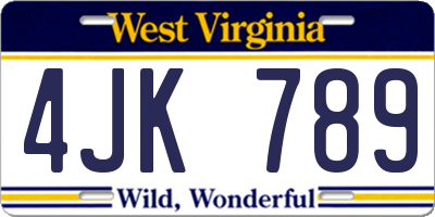 WV license plate 4JK789