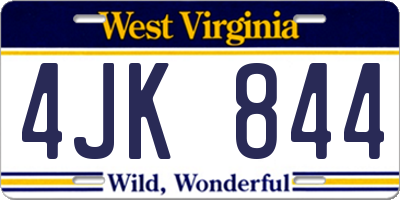 WV license plate 4JK844