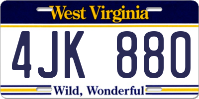 WV license plate 4JK880