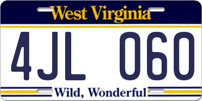 WV license plate 4JL060
