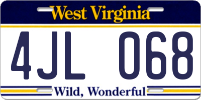 WV license plate 4JL068
