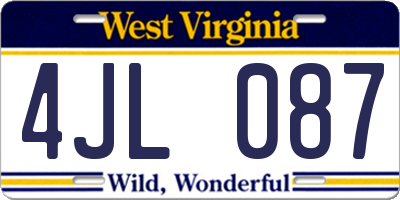 WV license plate 4JL087