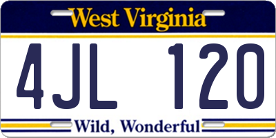 WV license plate 4JL120