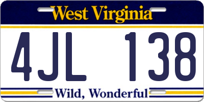 WV license plate 4JL138