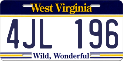 WV license plate 4JL196
