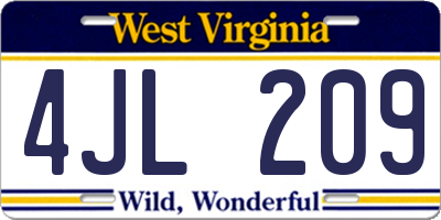 WV license plate 4JL209