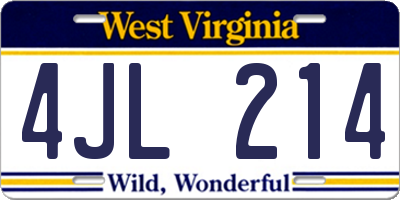 WV license plate 4JL214