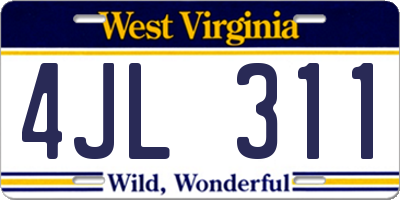 WV license plate 4JL311