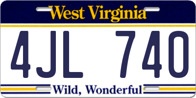 WV license plate 4JL740