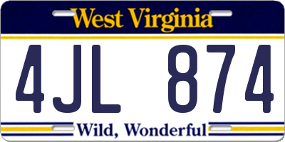 WV license plate 4JL874
