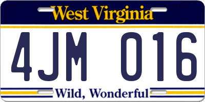 WV license plate 4JM016