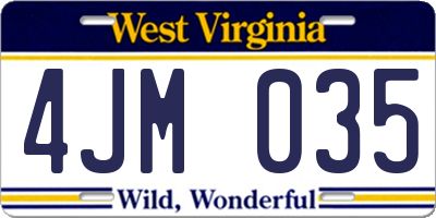 WV license plate 4JM035