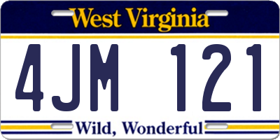 WV license plate 4JM121