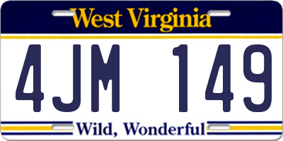 WV license plate 4JM149