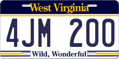 WV license plate 4JM200