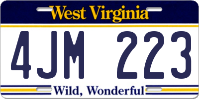 WV license plate 4JM223