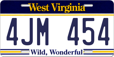 WV license plate 4JM454