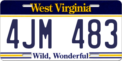 WV license plate 4JM483