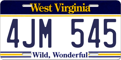 WV license plate 4JM545