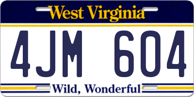 WV license plate 4JM604