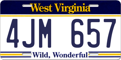 WV license plate 4JM657