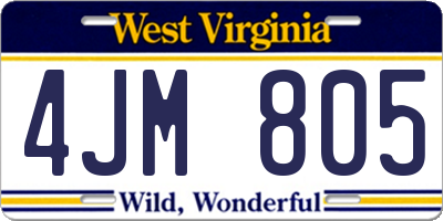 WV license plate 4JM805