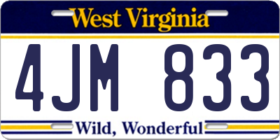 WV license plate 4JM833