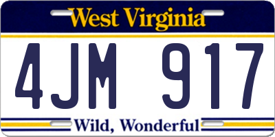 WV license plate 4JM917