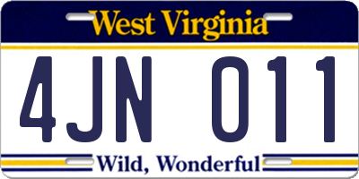WV license plate 4JN011