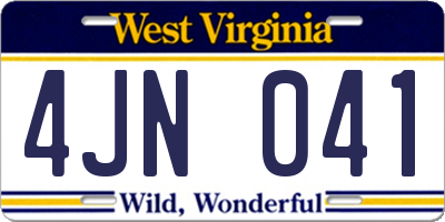 WV license plate 4JN041
