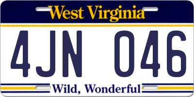 WV license plate 4JN046
