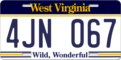 WV license plate 4JN067