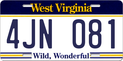 WV license plate 4JN081