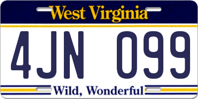 WV license plate 4JN099
