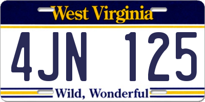 WV license plate 4JN125