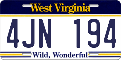 WV license plate 4JN194