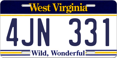 WV license plate 4JN331