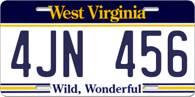 WV license plate 4JN456