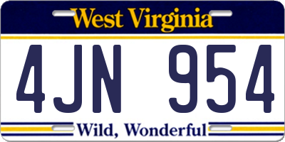 WV license plate 4JN954
