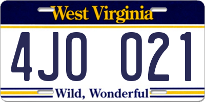 WV license plate 4JO021